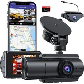 Moplasz 3 Channel 4K Dash Cam Built-in WiFi GPS, Full HD 4K+2K Front and Rear Dash Camera for Cars, 2K+1080P+2K Three Way Camera,170° Wide Angle Recorder,Included 32GB Card,Sony Night Vision (Black)