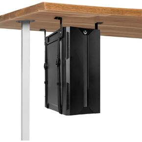 Under Desk Slide Out PC Mount with Anti-Scratch Sponge, Adjustable CPU Holder Bracket for Computer Tower (Black (Slide Access))