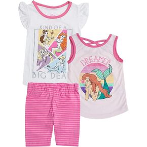 Disney baby-girls Princess 3 Piece Shirt, Tank Top and Shorts SetT-Shirt