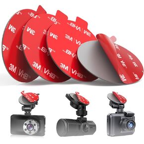 volport Sticky Adhesive Pad Replacement for Dash Cam Suction Cup Mount, 4pcs 56mm(2.2") 3M VHB Round Heat Resistant Double Sided Mounting Sticker Tape for Car Dashboard Windshield Camera GPS Holder