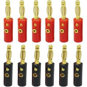 4mm Banana Plugs Stackable Connectors for Speaker Wire (12Pcs/6pair Gold Plated)