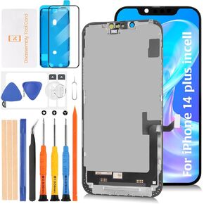 incell for iPhone 14 Plus LCD Screen Replacement [Similar Size Notch] 3D Touch LCD Display Touch Digitizer Screen Assembly A2886 A2632 A2885 A2896 A2887 with Repair Tools