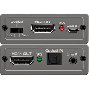3 5 مم بصري 5 1ch dvi إلى hdmi محول إدخال الصوت Embedder محول جهاز مزج الصوت 2 مدخل HDMI 2.0 تركيب الصوت والفيديو يدعم CEC HDR10 4K60 هرتز