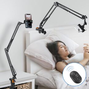 Phone Holder for Desk, Phone Holder for Bed with Adjustable Clamp Clip, Flexible Phone Stand Lazy Bracket Mount Long Arms Clamp for iPhone, Samsung, Google Pixel, Moto