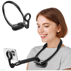 Magnetic Neck Mount Phone Holder: Cell Phone Holder Stand for Recroding Video - Hands Free Neck Camera Holder for Bed - POV Vlog Selfie Mount - Neck Hanging Bracket for iPhone 15 14 13 12 Seires