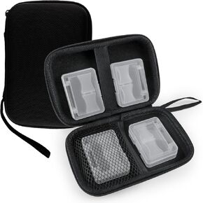 32-Slot black Portable SD Card Holder with 4 Individual Clear Plastic Memory Card Cases, SD Card Case with EVA Nylon Surface, Waterproof and Shockproof SD Card Storage for SD Cards