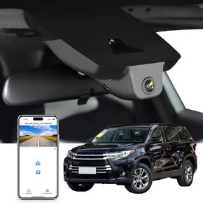 Front 4K & Rear 1080p Dash Cam Custom fit for Toyota Highlander& Hybrid Gen4 UX70 2020 2021 2022 2023 2024 (Model A), XLE XSE Limited Platinum, Integrated OEM Look, App & WiFi, 128GB Card