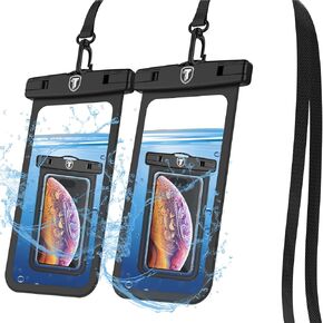 Waterproof Pouch Phone Dry Bag Underwater Case for LG Stylo 6 5 4 Velvet Wing K51 K92 K31 V60 V50 V40 G8 G7 Journey Reflect Phone Pouch for Beach with Lanyard Neck Strap, Black (2 Pack)