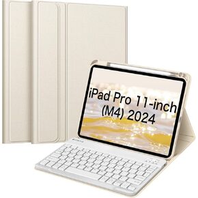 Fintie Keyboard Case for iPad Pro 11-inch M4 (2024) - Protective Soft TPU Back Stand Cover with Pencil Holder, Magnetically Detachable Wireless Bluetooth Keyboard, Black