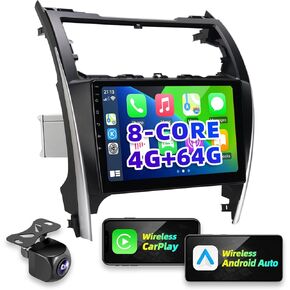 for Toyota Camry 2012 2013 2014 Upgrade Android Radio Compatible with Wirelessly Carplay Android Auto Car Stereo Bluetooth Navigation Touch Screen GPS 8core 4GB RAM 64GB Head Unit Media Player