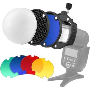 Flash Diffuser with Honeycomb Grid Diffuser Ball Color Filter for Godox YONGNUO Canon Square Flash Speedlight