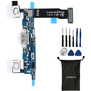 sunway Cell Phone Replacement Part for Samsung Galaxy Note 4 N910V Charging Port Plug Flex Cable + Earphone Jack + Microphone + Sensor Flex Cable
