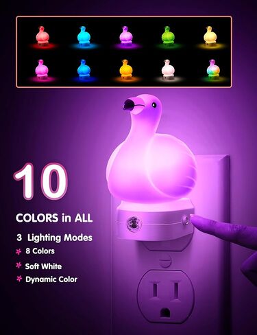 ضوء ليلي لطيف للأطفال من لوهاس، ضوء ليلي بتصميم ثلاثي الأبعاد مع مستشعر من الغسق إلى الفجر، ضوء ليلي LED متغير اللون، ضوء ليلي للحضانة، ديكور الغرفة in Kuwait