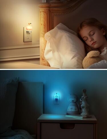 ضوء ليلي لطيف للأطفال من لوهاس، ضوء ليلي بتصميم ثلاثي الأبعاد مع مستشعر من الغسق إلى الفجر، ضوء ليلي LED متغير اللون، ضوء ليلي للحضانة، ديكور الغرفة in Kuwait