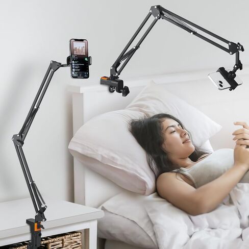 Phone Holder for Desk, Phone Holder for Bed with Adjustable Clamp Clip, Flexible Phone Stand Lazy Bracket Mount Long Arms Clamp for iPhone, Samsung, Google Pixel, Moto in Saudi Arabia