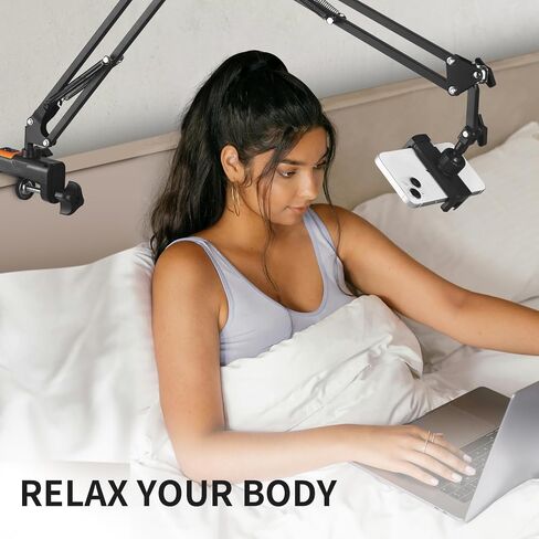 Phone Holder for Desk, Phone Holder for Bed with Adjustable Clamp Clip, Flexible Phone Stand Lazy Bracket Mount Long Arms Clamp for iPhone, Samsung, Google Pixel, Moto in Saudi Arabia