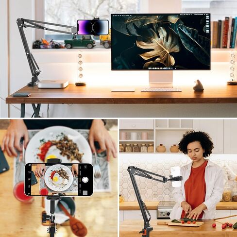 Phone Holder for Desk, Phone Holder for Bed with Adjustable Clamp Clip, Flexible Phone Stand Lazy Bracket Mount Long Arms Clamp for iPhone, Samsung, Google Pixel, Moto in Saudi Arabia