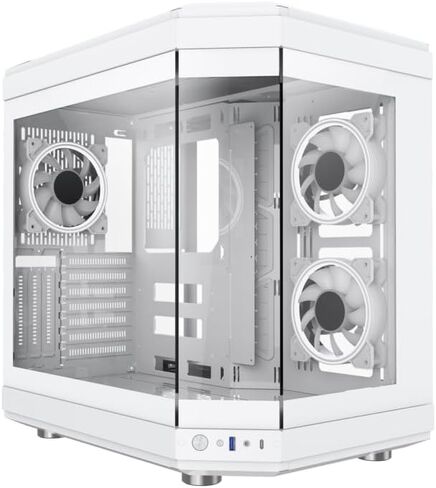 NextGen HYPE Premium Dual-Chamber Mid-Tower ATX Gaming PC Case, Support Horizontal and Vertical, 360mm Radiator Support, Seamless Tempered Glass Front & Side Panel, USB 3 & Type-C, WHITE in Saudi Arabia