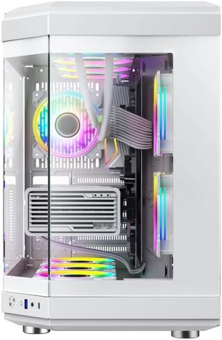 NextGen HYPE Premium Dual-Chamber Mid-Tower ATX Gaming PC Case, Support Horizontal and Vertical, 360mm Radiator Support, Seamless Tempered Glass Front & Side Panel, USB 3 & Type-C, WHITE in Saudi Arabia