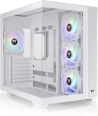 View 380 TG ARGB Snow ATX Case; 4x120mm ARGB Fans Included; Supports Hidden-Connector Motherboard; Front & Side Dual Tempered Glass Panel; CA-1Z2-00M6WN-00; 3 Year Warranty in Saudi Arabia