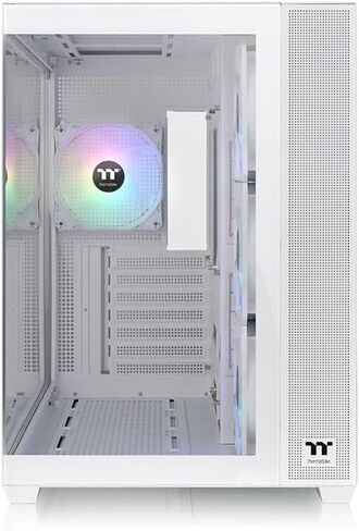 View 380 TG ARGB Snow ATX Case; 4x120mm ARGB Fans Included; Supports Hidden-Connector Motherboard; Front & Side Dual Tempered Glass Panel; CA-1Z2-00M6WN-00; 3 Year Warranty in Saudi Arabia
