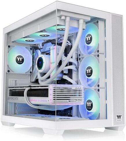View 380 TG ARGB Snow ATX Case; 4x120mm ARGB Fans Included; Supports Hidden-Connector Motherboard; Front & Side Dual Tempered Glass Panel; CA-1Z2-00M6WN-00; 3 Year Warranty in Saudi Arabia