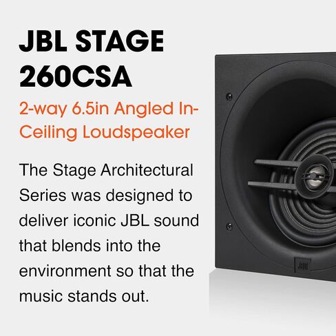 JBL Stage 260CSA - in-Ceiling Loudspeaker with 6.5" Polycellulose Cone Woofer, 1" Aluminum Dome Tweeter & Zero Bezel Grille - Easy to Install in Saudi Arabia