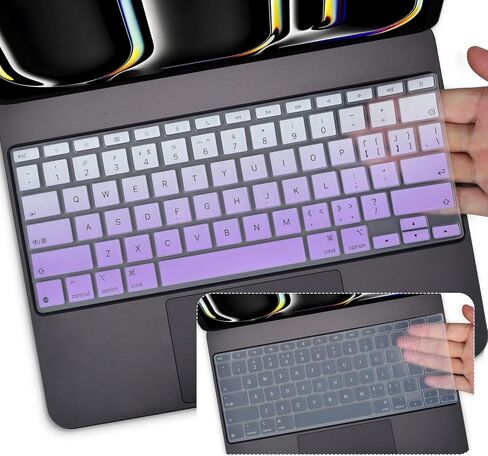 2PCS Keyboard Cover Skin for 2024 iPad Pro 13 inch M4 Chip (A2925/A2926) Magic Keyboard, iPad Pro 13" M4 Keyboard Protective Accessories, Black+Clear in Saudi Arabia