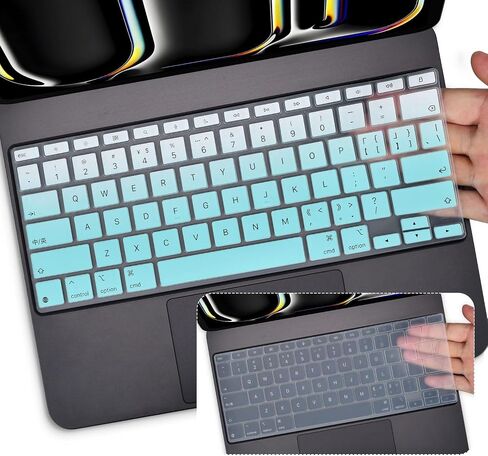 2PCS Keyboard Cover Skin for 2024 iPad Pro 13 inch M4 Chip (A2925/A2926) Magic Keyboard, iPad Pro 13" M4 Keyboard Protective Accessories, Black+Clear in Saudi Arabia