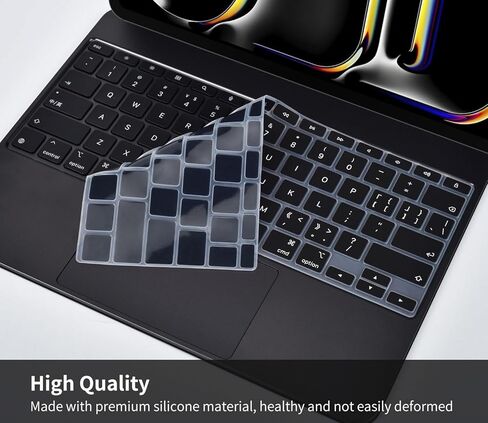 2PCS Keyboard Cover Skin for 2024 iPad Pro 13 inch M4 Chip (A2925/A2926) Magic Keyboard, iPad Pro 13" M4 Keyboard Protective Accessories, Black+Clear in Kuwait