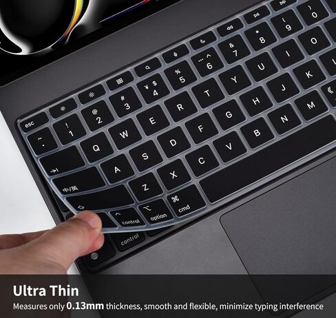 2PCS Keyboard Cover Skin for 2024 iPad Pro 13 inch M4 Chip (A2925/A2926) Magic Keyboard, iPad Pro 13" M4 Keyboard Protective Accessories, Black+Clear in Kuwait