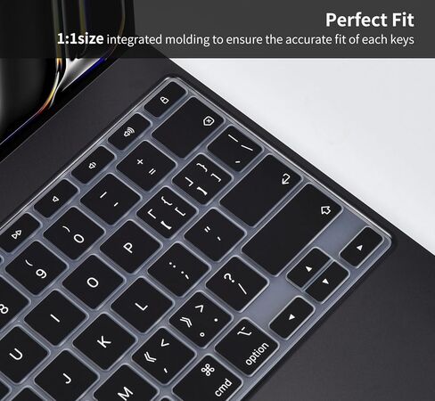 2PCS Keyboard Cover Skin for 2024 iPad Pro 13 inch M4 Chip (A2925/A2926) Magic Keyboard, iPad Pro 13" M4 Keyboard Protective Accessories, Black+Clear in Kuwait