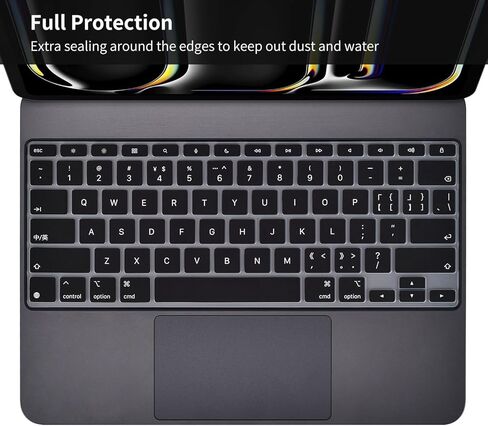 2PCS Keyboard Cover Skin for 2024 iPad Pro 13 inch M4 Chip (A2925/A2926) Magic Keyboard, iPad Pro 13" M4 Keyboard Protective Accessories, Black+Clear in Kuwait