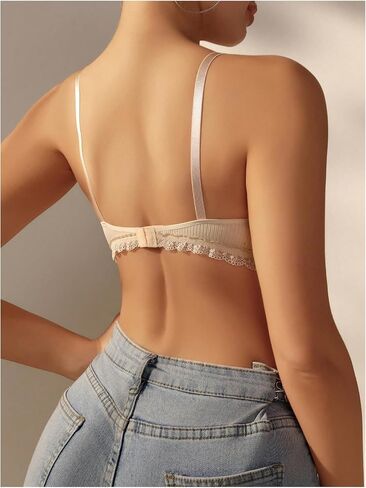 SOLY HUX Women's Lace Trim Nursing Bra Deep V Neck Strappy Breastfeeding Maternity Bralettes in Saudi Arabia