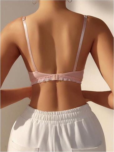 SOLY HUX Women's Lace Trim Nursing Bra Deep V Neck Strappy Breastfeeding Maternity Bralettes in Saudi Arabia