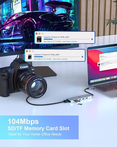 USB C Docking Station with 4K HDMI Adapter, TOTU 6-in-1 SD/TF Card Reader, Monitor USB C Multiport Adapter Docking Station in Saudi Arabia