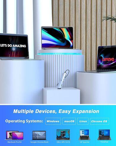 USB C Docking Station with 4K HDMI Adapter, TOTU 6-in-1 SD/TF Card Reader, Monitor USB C Multiport Adapter Docking Station in Saudi Arabia