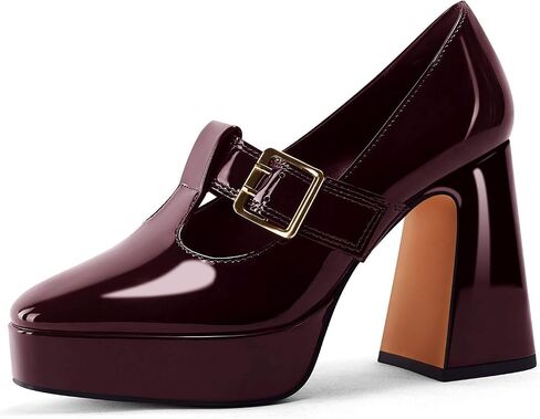 Coutgo Womens Platform Mary Jane Pumps T Strap Chunky High Heels Buckle Business Casual Dress Shoes in Saudi Arabia
