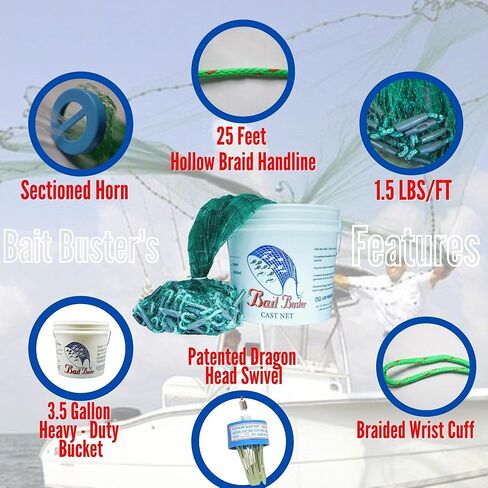 Bait Buster Menhaden Cast Net 5/8 Mesh 6 FT in Saudi Arabia