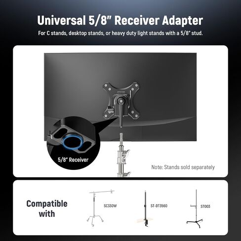 NEEWER VESA Monitor Mount Adapter with Arca Type Quick Release, 360° Rotatable Ball Head, M4 Screw & 5/8" Receiver Light Stand Adapter for TV Screen, Field Monitor, C Stand, Max Load: 44lb/20kg, MA016 in Saudi Arabia