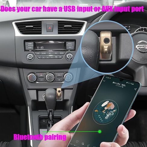 محول سيارة بلوتوث 5.3 صغير، جهاز استقبال بلوتوث USB مع محول مقبس Aux لاسلكي 3.5 ملم طقم سيارة بدون استخدام اليدين ميكروفون مدمج للسيارة وستيريو المنزل والمزيد in Kuwait