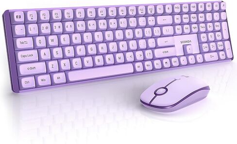 Seenda Wireless Keyboard and Mouse Combo, Mechanical Wireless Performance Keyboard, Linear Quiet RED Switches, 2.4 GHz Wireless，Mouse with Full Size Keyboard for PC, Laptop, Windows, Mac (Purple) in Saudi Arabia