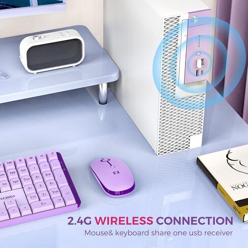 Seenda Wireless Keyboard and Mouse Combo, Mechanical Wireless Performance Keyboard, Linear Quiet RED Switches, 2.4 GHz Wireless，Mouse with Full Size Keyboard for PC, Laptop, Windows, Mac (Purple) in Saudi Arabia