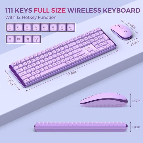 Seenda Wireless Keyboard and Mouse Combo, Mechanical Wireless Performance Keyboard, Linear Quiet RED Switches, 2.4 GHz Wireless，Mouse with Full Size Keyboard for PC, Laptop, Windows, Mac (Purple) in Saudi Arabia
