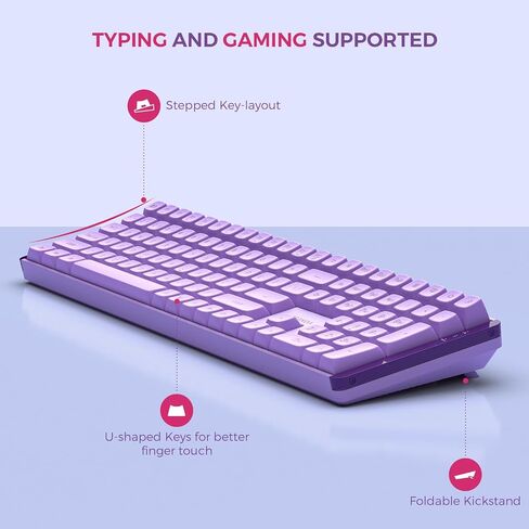Seenda Wireless Keyboard and Mouse Combo, Mechanical Wireless Performance Keyboard, Linear Quiet RED Switches, 2.4 GHz Wireless，Mouse with Full Size Keyboard for PC, Laptop, Windows, Mac (Purple) in Saudi Arabia