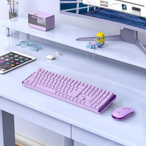 Seenda Wireless Keyboard and Mouse Combo, Mechanical Wireless Performance Keyboard, Linear Quiet RED Switches, 2.4 GHz Wireless，Mouse with Full Size Keyboard for PC, Laptop, Windows, Mac (Purple) in Saudi Arabia