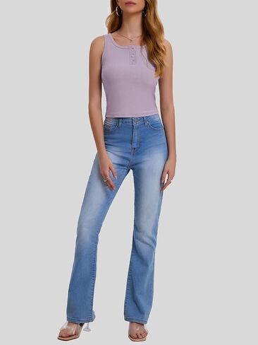Bloggerlove Womens Summer Crop Y2K Sexy Sleeveless Going Out Button Front Ribbed Knit Tank Basic Shirts Top in Saudi Arabia