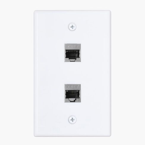 Ethernet Wall Plate 1 Port, Single Gang RJ45 Wall Plate with Cat7 Coupler, Metal Shielded Female Keystone for Cat5, Cat5e, Cat6, Cat6a, Cat7 network Cable, White, Pack of 1 in Saudi Arabia