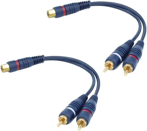 1 RCA Female to 2 RCA Male Adapter 2 Pack | RCA Splitter, Audio Splitter, RCA Y Adapter | for Car Audio, Subwoofer, Home Theater | Durable and High Fidelity in Kuwait