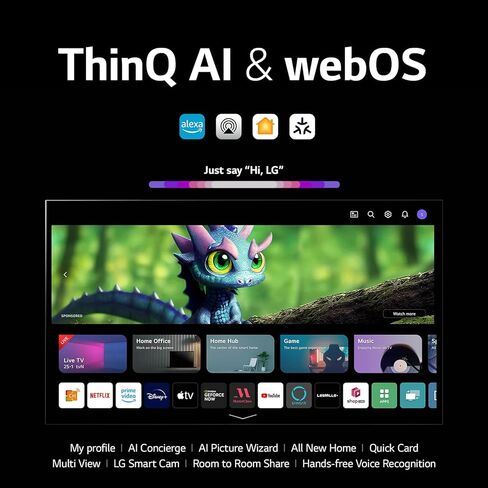 LG G3 Series 55-Inch Class OLED evo 4K Processor Smart Flat Screen TV for Gaming with Magic Remote AI-Powered Gallery Edition OLED55G3PUA, 2023 with Alexa Built-in (Renewed) in Kuwait